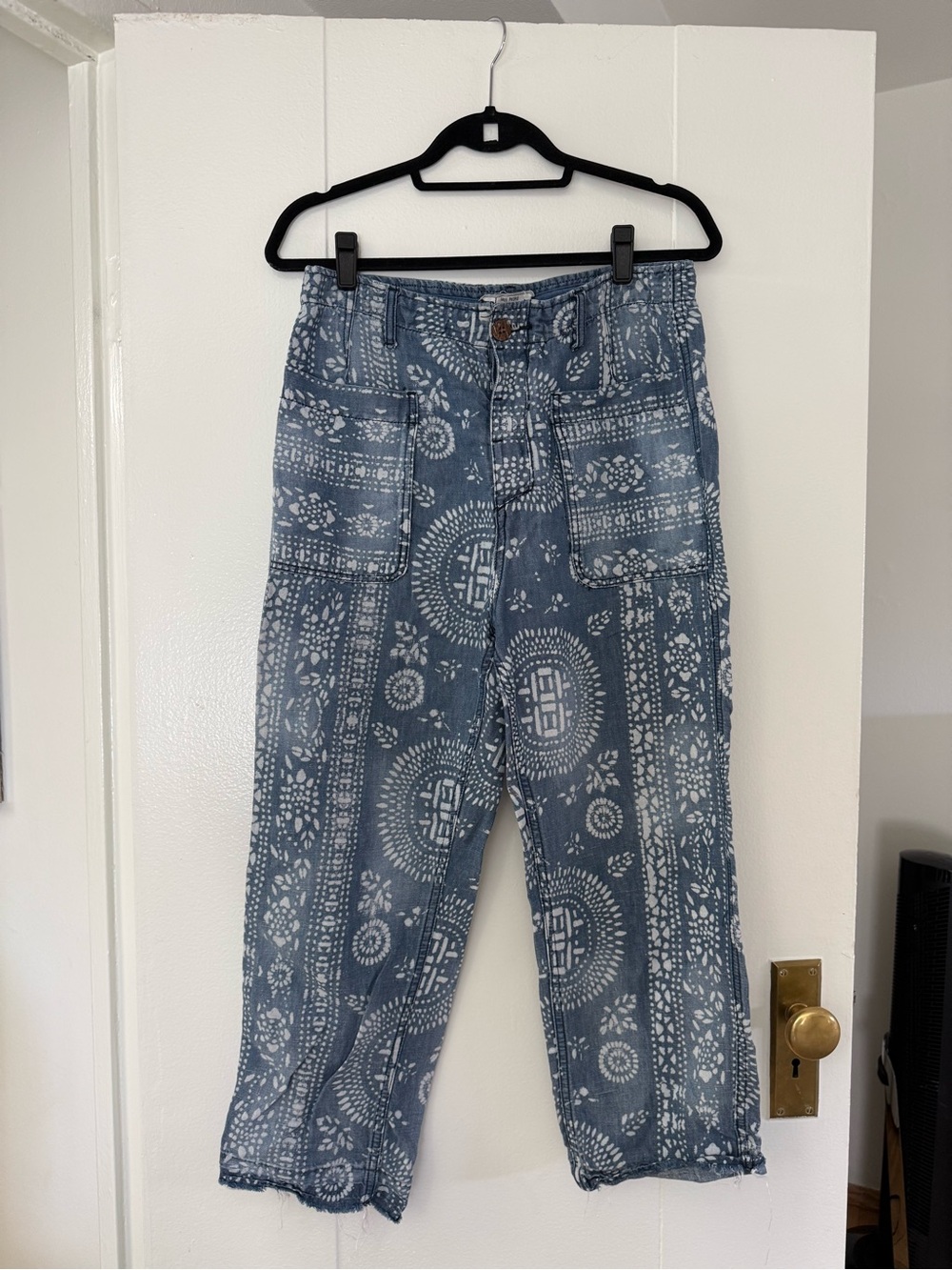 Free People Blue Bandana-Print Jeans